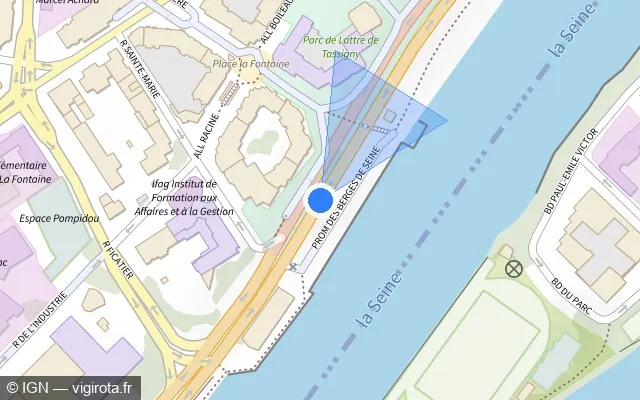 Vue plan de l'emplacement du radar fixe à Courbevoie