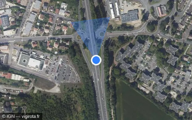Vue satellite de l'emplacement du radar fixe à Ézanville