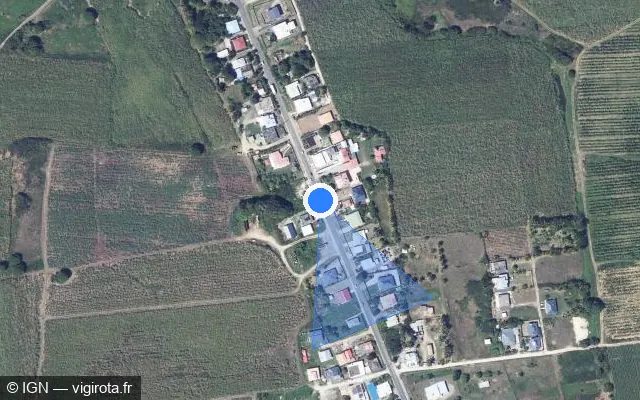 Vue satellite de l'emplacement du radar fixe à Petit-Canal