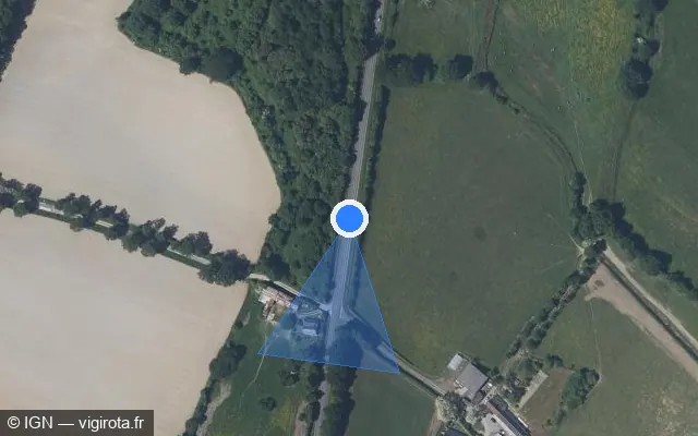 Vue satellite de l'emplacement du radar fixe à Feneu