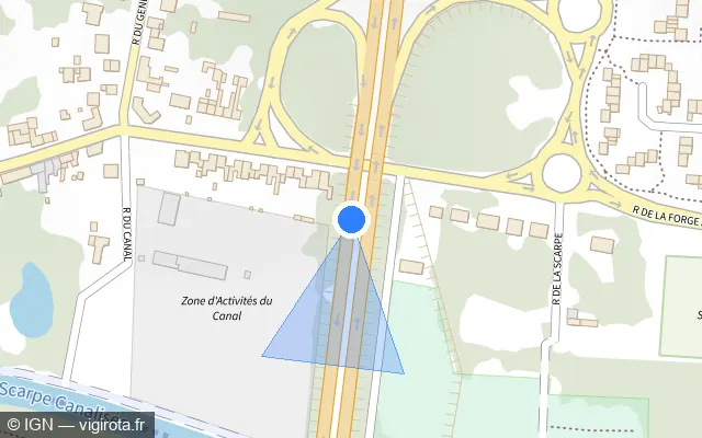 Vue plan de l'emplacement du radar fixe à Saint-Nicolas