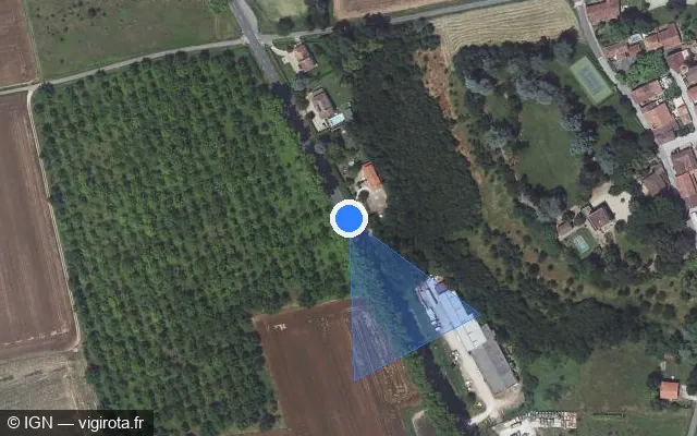 Vue satellite de l'emplacement du radar fixe à Villemade
