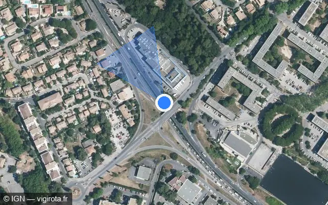 Vue satellite de l'emplacement du radar fixe à Montpellier