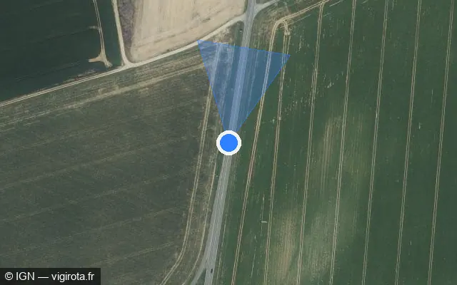 Vue satellite de l'emplacement du radar fixe à Oulchy-le-Château