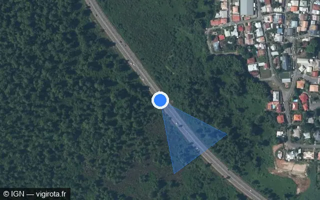Vue satellite de l'emplacement du radar fixe à Cayenne
