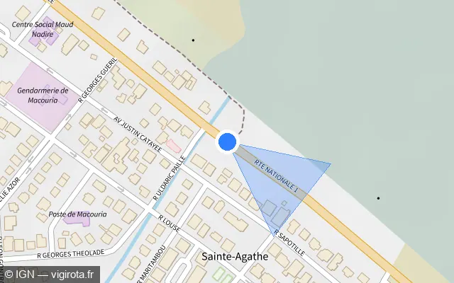 Vue plan de l'emplacement du radar fixe à Macouria