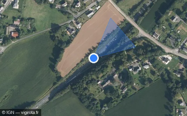 Vue satellite de l'emplacement du radar fixe à Saint-Thuriau