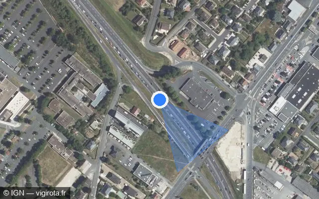 Vue satellite de l'emplacement du radar fixe à La Chaussée-Saint-Victor