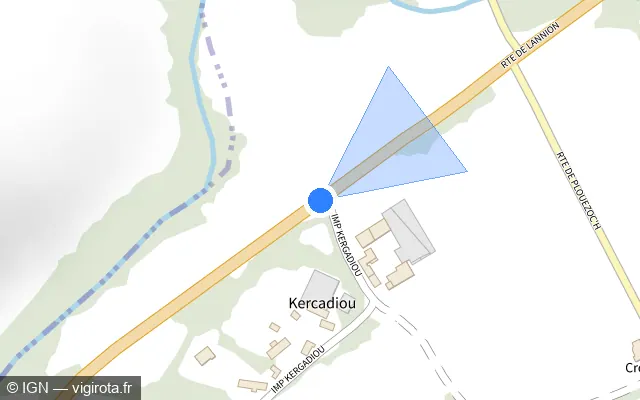 Vue plan de l'emplacement du radar fixe à Garlan