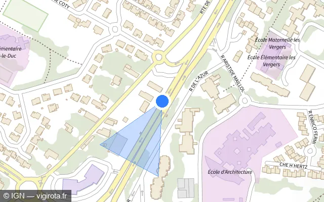 Vue plan de l'emplacement du radar fixe à Toulouse