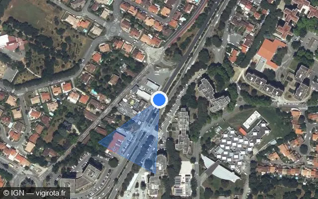Vue satellite de l'emplacement du radar fixe à Toulouse