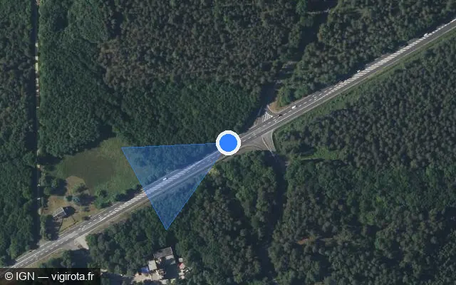 Vue satellite de l'emplacement du radar fixe à Saint-Benoît-la-Forêt