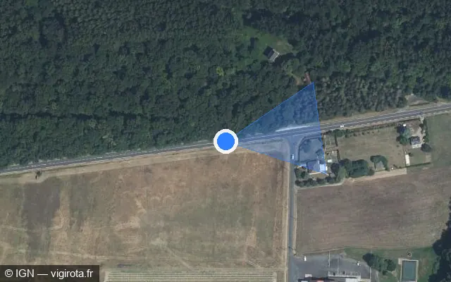 Vue satellite de l'emplacement du radar fixe à Francueil