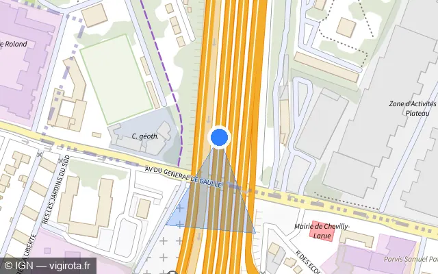 Vue plan de l'emplacement du radar fixe à Chevilly-Larue