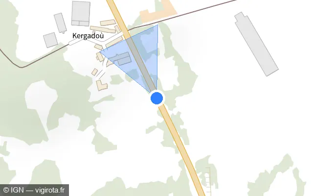 Vue plan de l'emplacement du radar fixe à Merlevenez