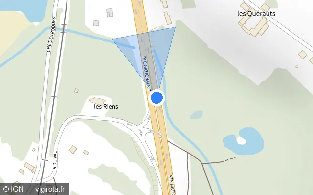 Vue plan de l'emplacement du radar fixe à Fontenay-sur-Loing