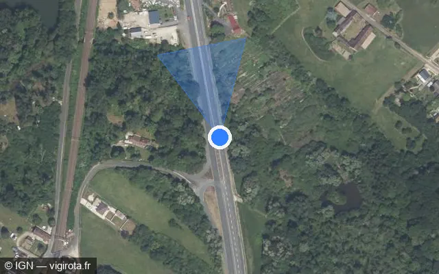 Vue satellite de l'emplacement du radar fixe à Fontenay-sur-Loing