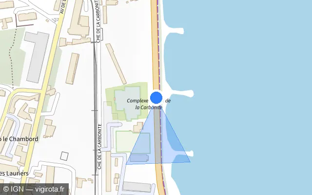 Vue plan de l'emplacement du radar fixe à Bastia