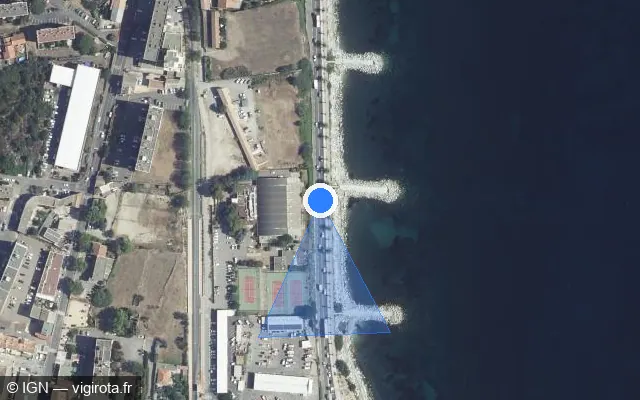 Vue satellite de l'emplacement du radar fixe à Bastia