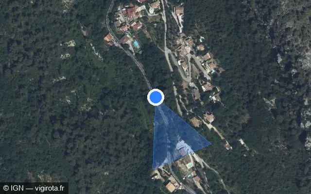 Vue satellite de l'emplacement du radar fixe à Tourrette-Levens