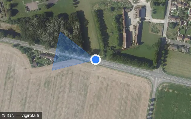 Vue satellite de l'emplacement du radar fixe à Grandpuits-Bailly-Carrois