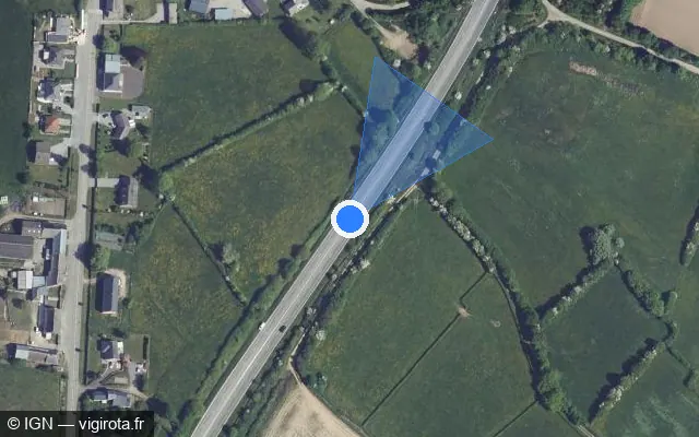 Vue satellite de l'emplacement du radar fixe à Étrœungt