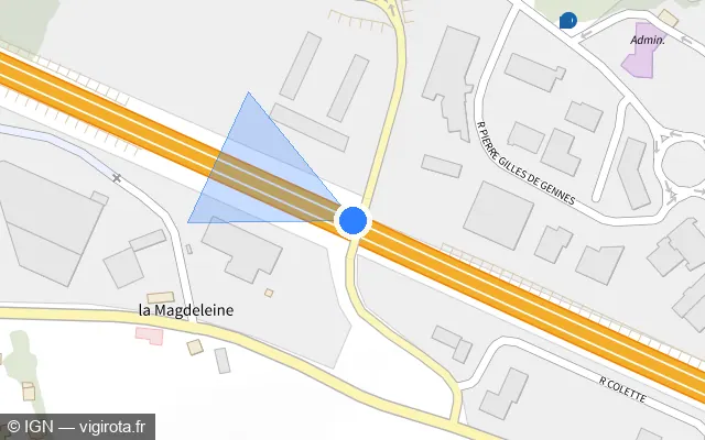 Vue plan de l'emplacement du radar fixe à Baye
