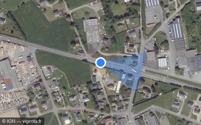 Vue satellite de l'emplacement du radar fixe à Saint-Hilaire-du-Harcouët