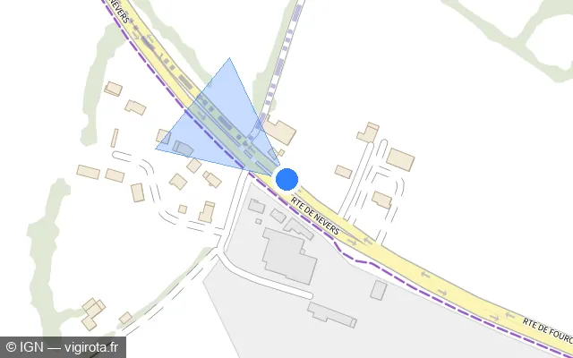 Vue plan de l'emplacement du radar fixe à Fourchambault