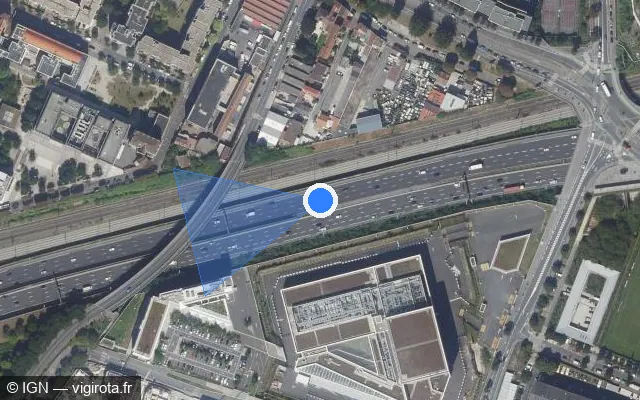 Vue satellite de l'emplacement du radar fixe à La Courneuve