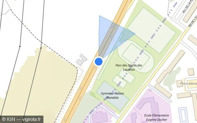 Vue plan de l'emplacement du radar fixe à Pontoise