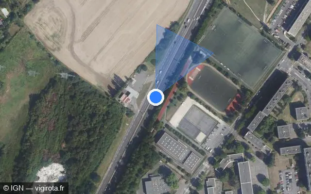 Vue satellite de l'emplacement du radar fixe à Pontoise