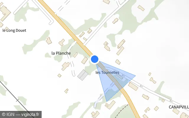 Vue plan de l'emplacement du radar fixe à Canapville