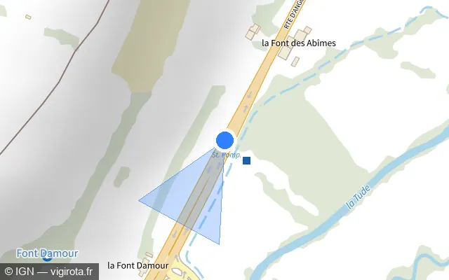 Vue plan de l'emplacement du radar fixe à Chalais