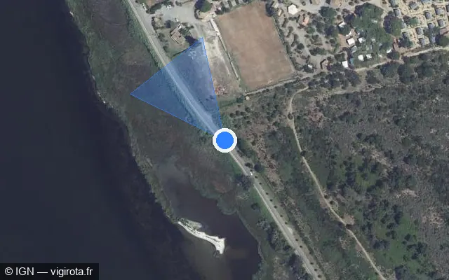 Vue satellite de l'emplacement du radar fixe à Borgo