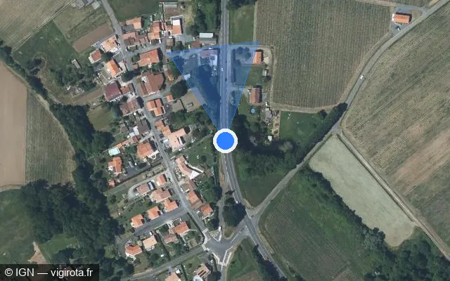 Vue satellite de l'emplacement du radar fixe à Mouzillon