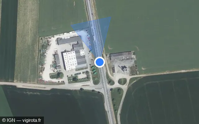 Vue satellite de l'emplacement du radar fixe à Marsainvilliers