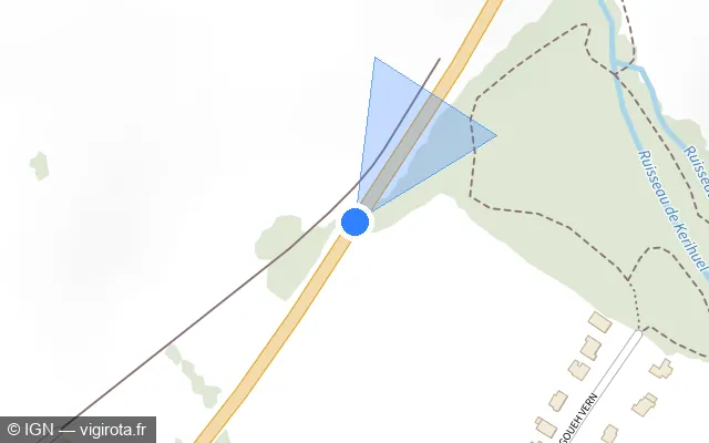 Vue plan de l'emplacement du radar fixe à Saint-Thuriau