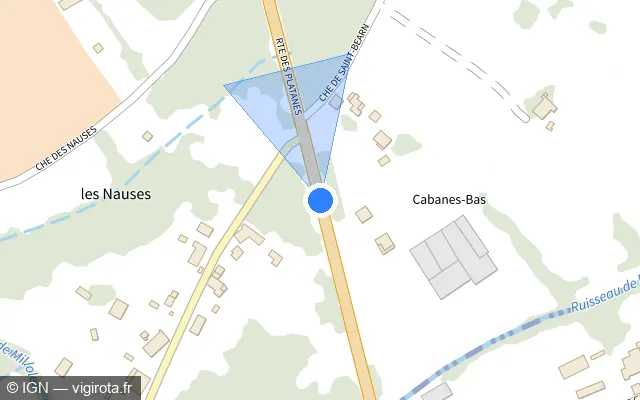 Vue plan de l'emplacement du radar fixe à Castelsarrasin