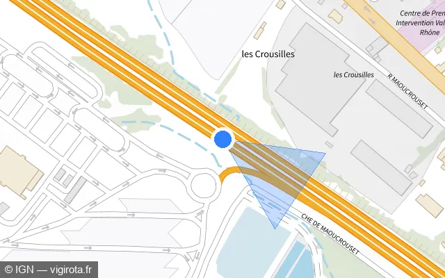 Vue plan de l'emplacement du radar fixe à Mornas