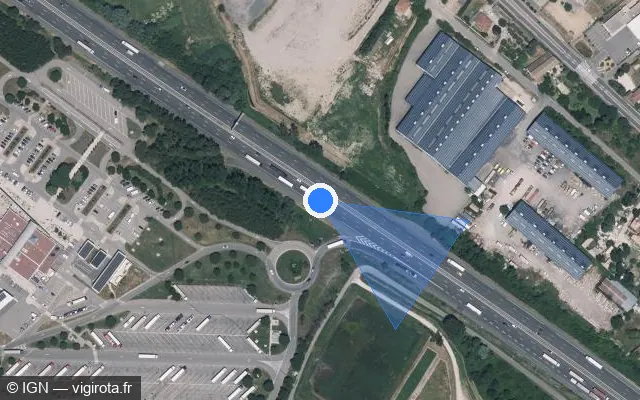 Vue satellite de l'emplacement du radar fixe à Mornas