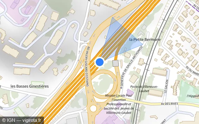 Vue plan de l'emplacement du radar fixe à Villeneuve-Loubet