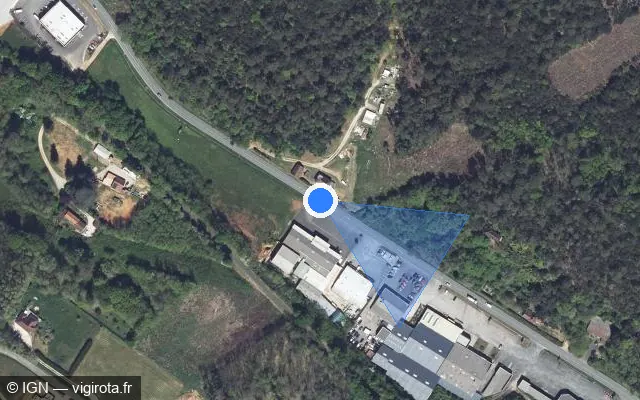 Vue satellite de l'emplacement du radar fixe à Saint-Vincent-le-Paluel