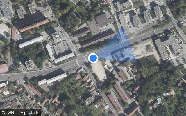 Vue satellite de l'emplacement du radar fixe à Besançon