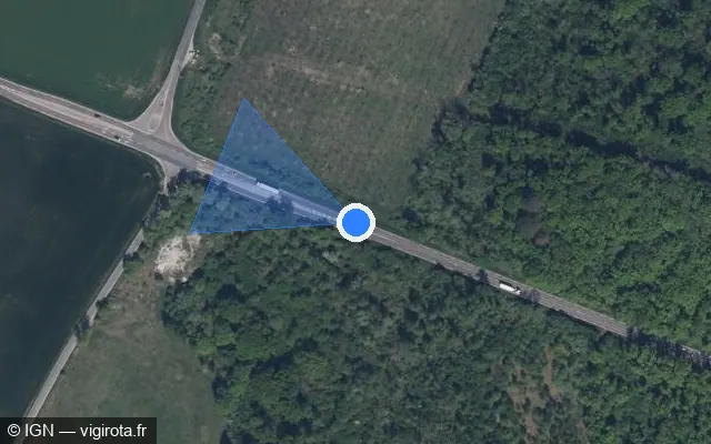 Vue satellite de l'emplacement du radar fixe à Courcelles-Sapicourt