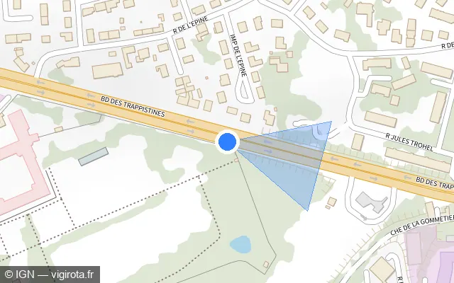 Vue plan de l'emplacement du radar fixe à Laval