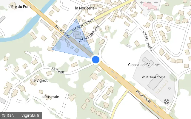 Vue plan de l'emplacement du radar fixe à Forcé