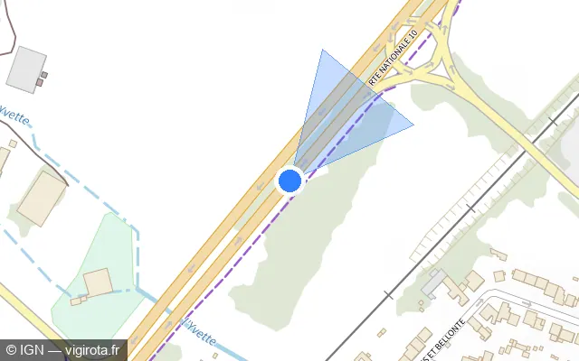 Vue plan de l'emplacement du radar fixe à Les Essarts-le-Roi