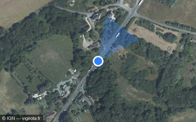 Vue satellite de l'emplacement du radar fixe à Saint-Amand-Longpré