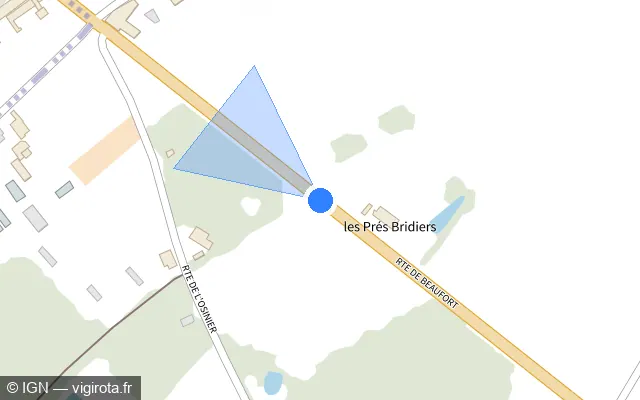 Vue plan de l'emplacement du radar fixe à Beaufort-en-Anjou